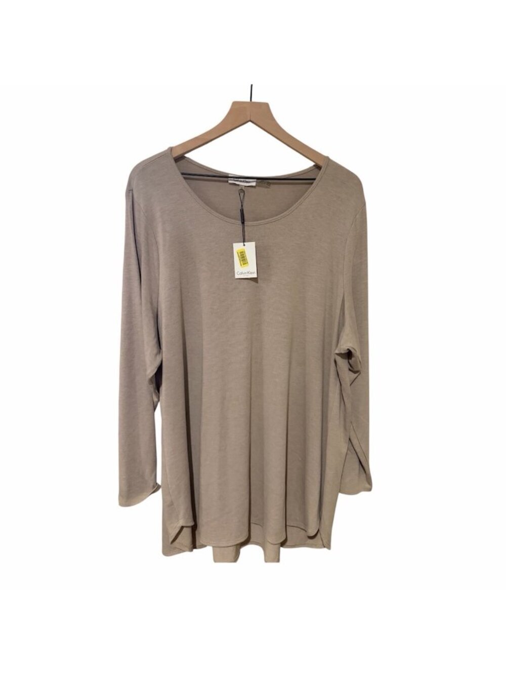 NWT Calvin Klein Tan Long Sleeve Stretch Knit Top Size 2X